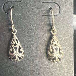 925 STERLING SILVER VINTAGE Filigree Teardrop Earrings -